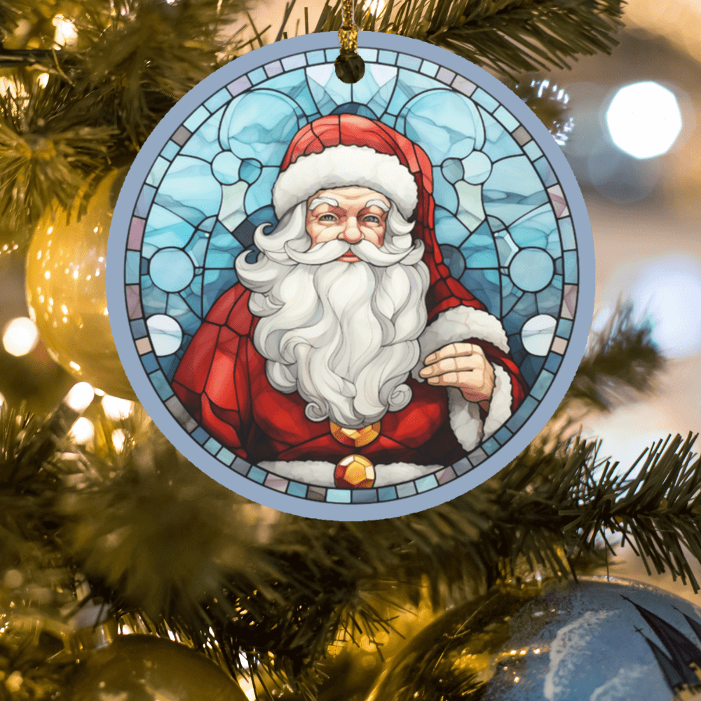 Santa Claus Stained Glass Design Ornament