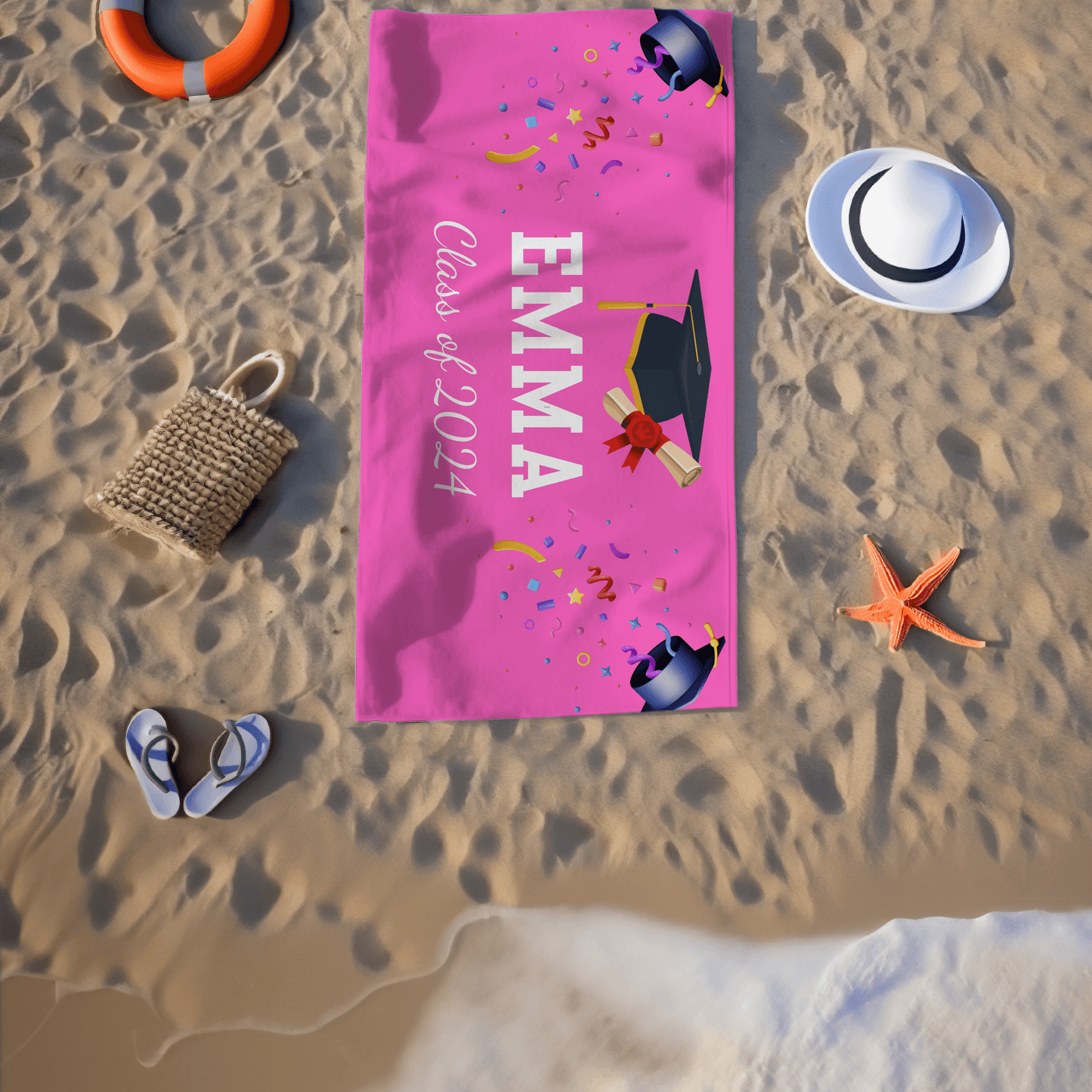 Customized Graduate Name Beach Towel