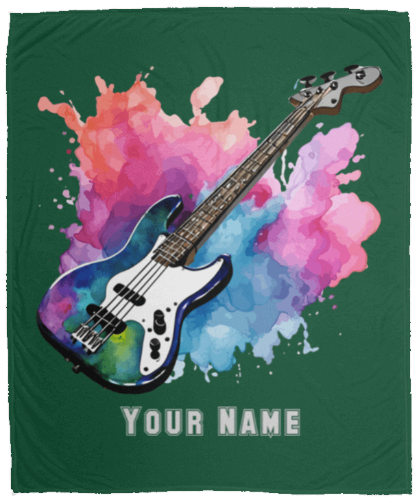 Personalized Bass Guitar Blanket