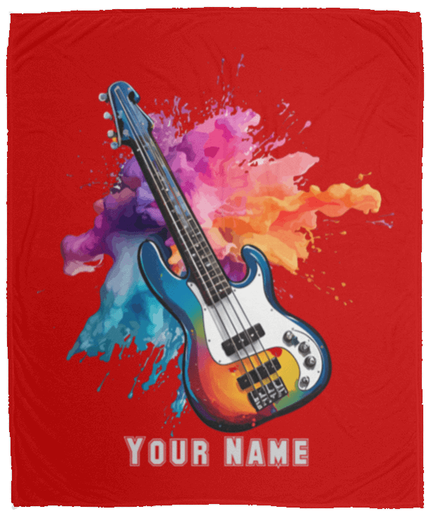 Personalized Bass Guitar Blanket