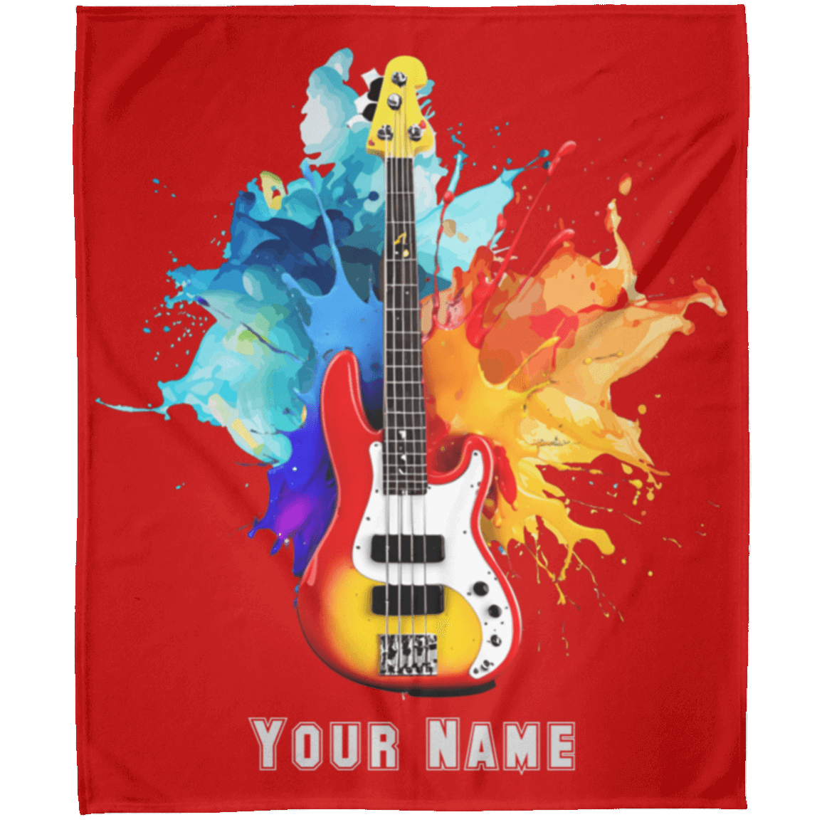 Personalized Bass Guitar Blanket