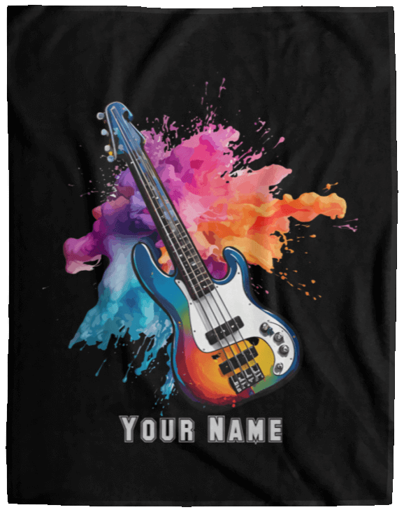 Personalized Bass Guitar Blanket