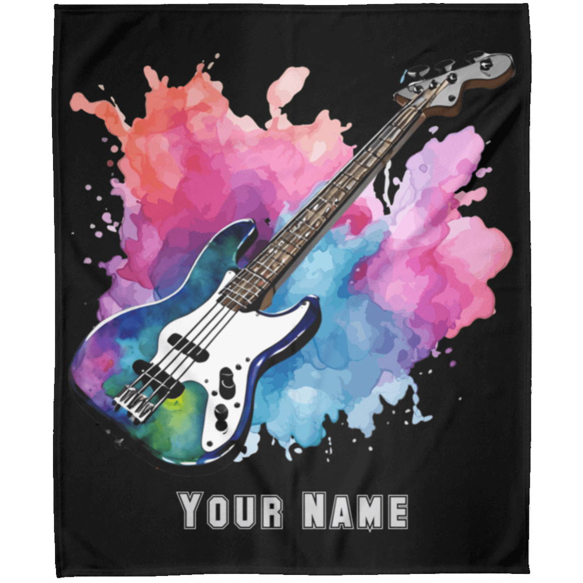 Personalized Bass Guitar Blanket