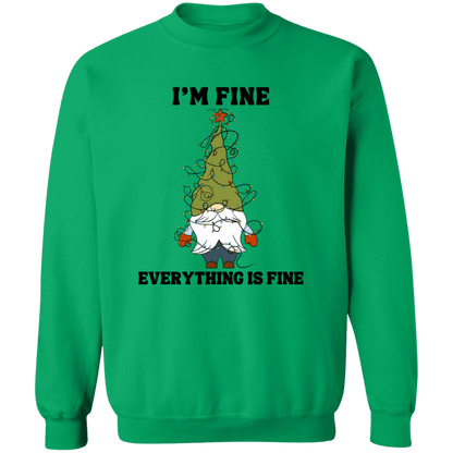 I'm Fine Everything Is Fine Crewneck Pullover Sweatshirt | Ugly Christmas Sweater | Men, Pullover, Sweatshirts