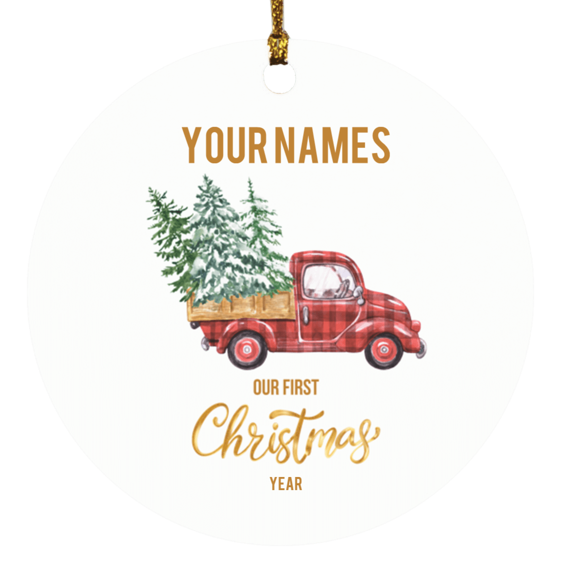 Personalized Couple First Christmas Truck Ornament