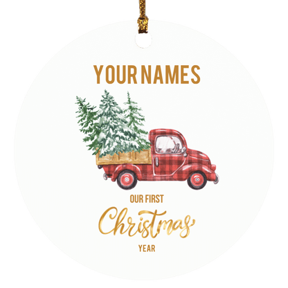 Personalized Couple First Christmas Truck Ornament