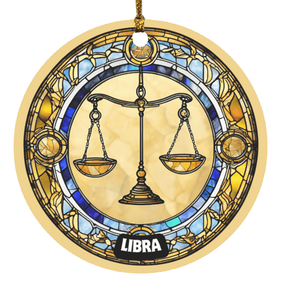 Zodiac Sign Stained Glass Design Ornament