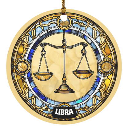 Zodiac Sign Stained Glass Design Ornament