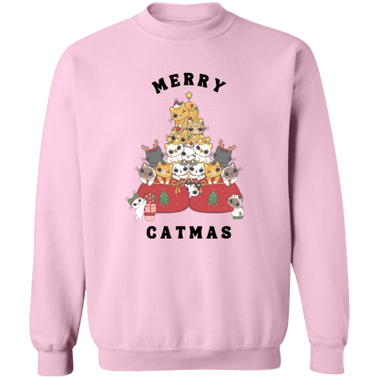 Merry Catmas Crewneck Pullover Sweatshirt | Ugly Christmas Sweater | Men, Pullover, Sweatshirts