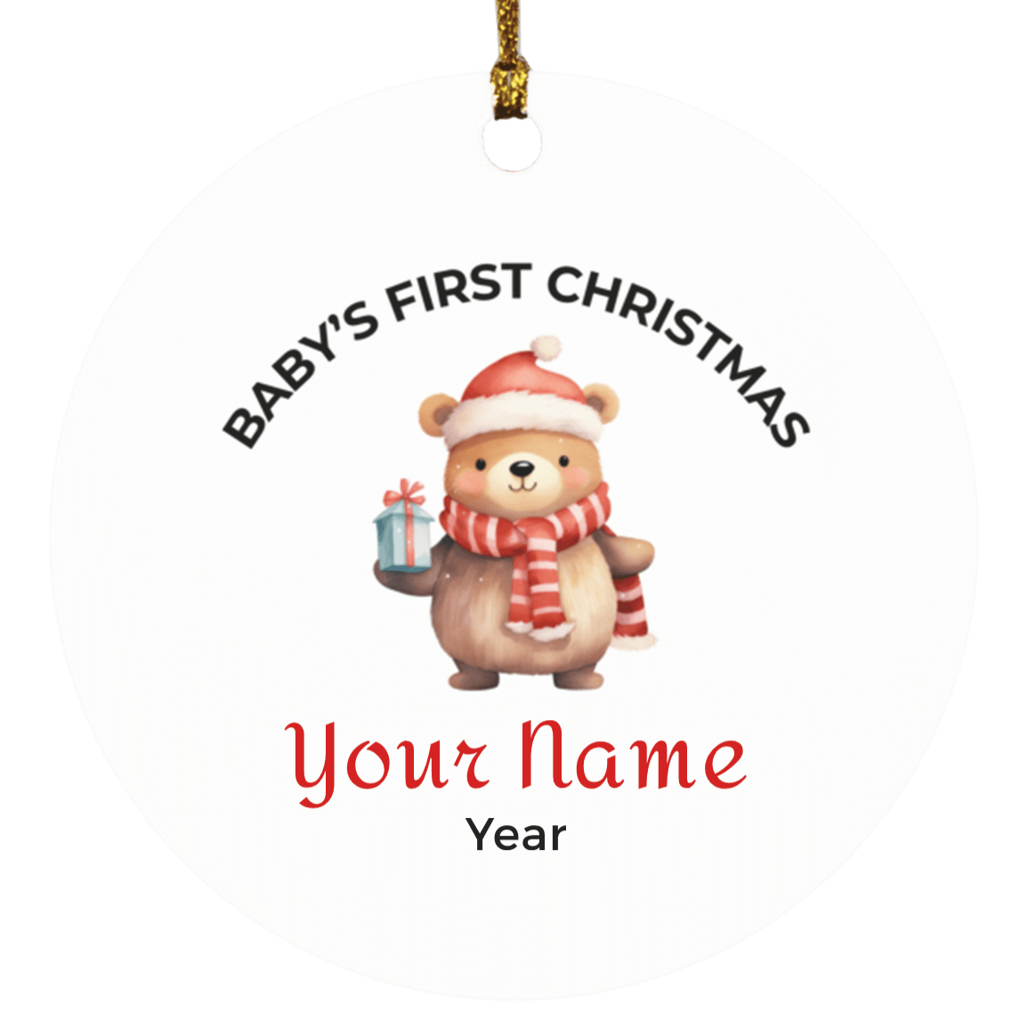 Personalized Baby's First Christmas Bear Ornament