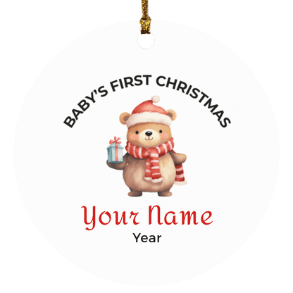 Personalized Baby's First Christmas Bear Ornament