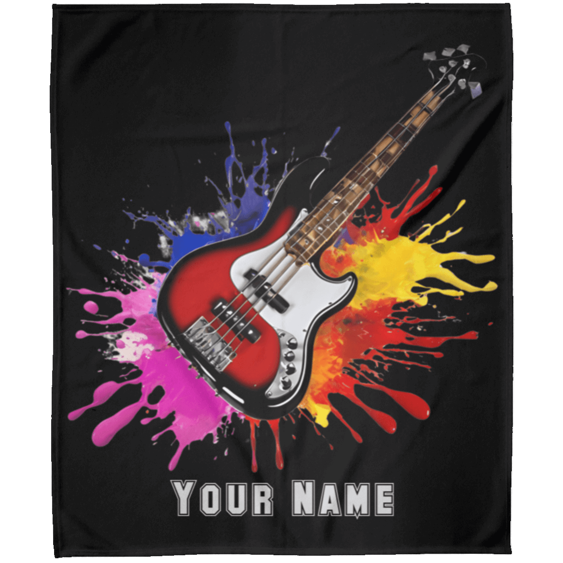 Personalized Bass Guitar Blanket