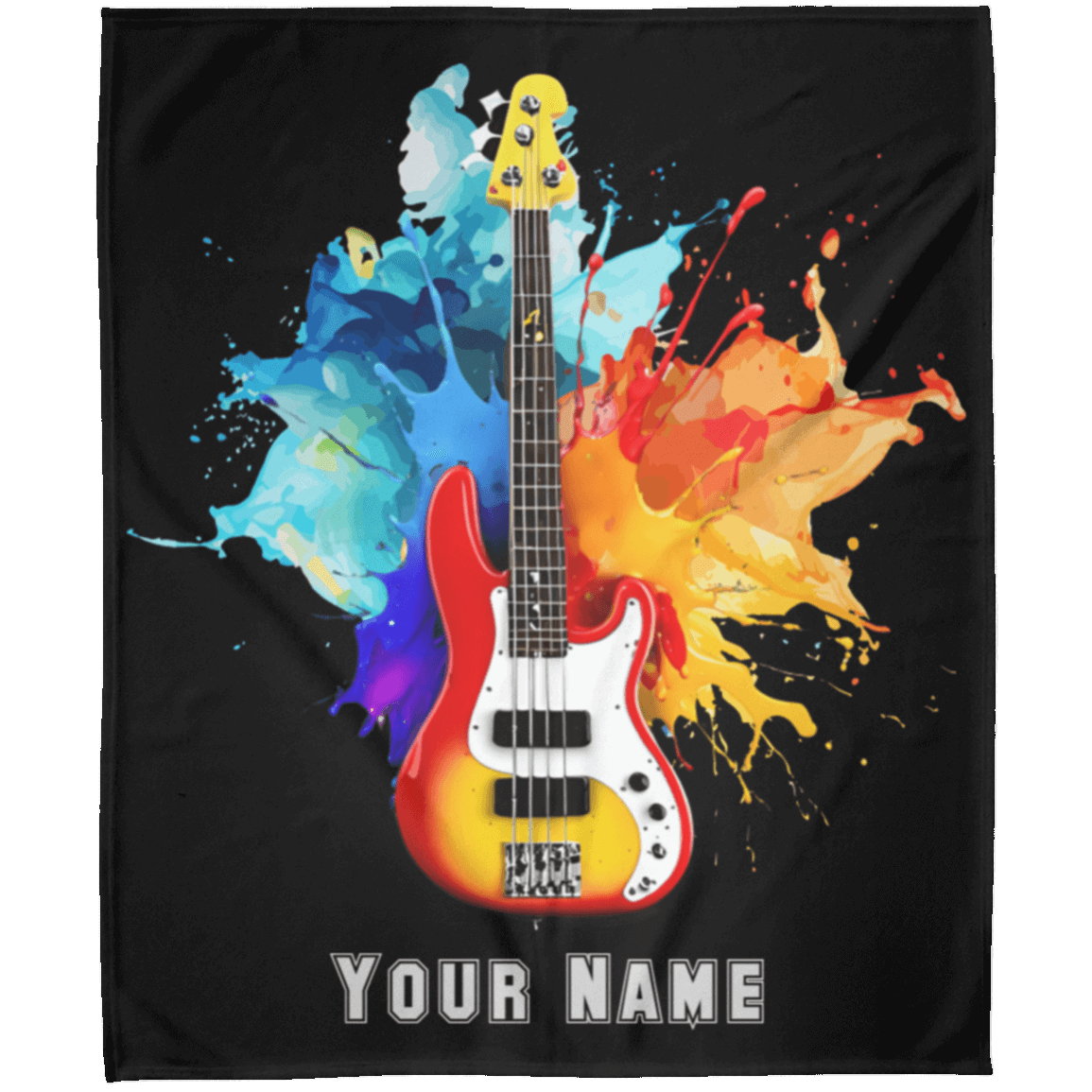 Personalized Bass Guitar Blanket