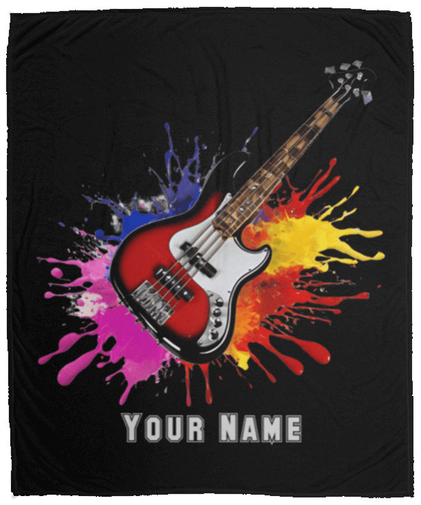 Personalized Bass Guitar Blanket