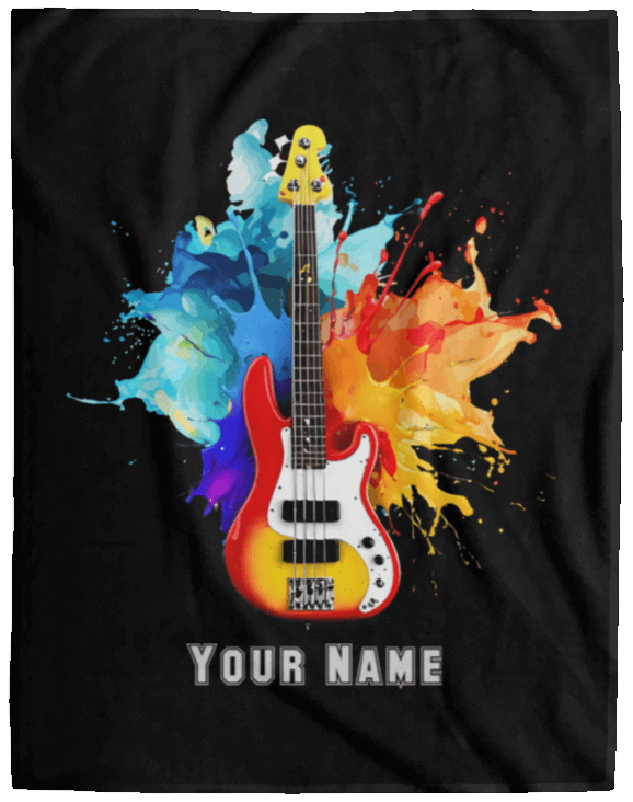 Personalized Bass Guitar Blanket