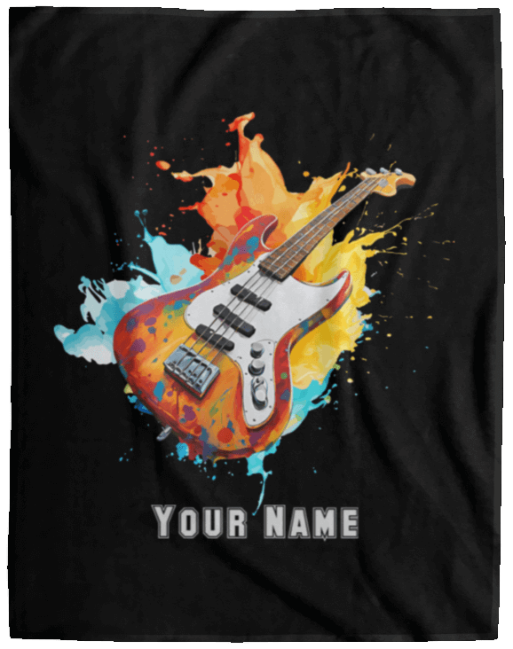 Personalized Bass Guitar Blanket