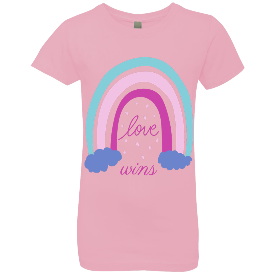 Rainbow Message Shirt Smile Good Vibes Only Love Wins Dream Big | Girls' Princess T-Shirt |