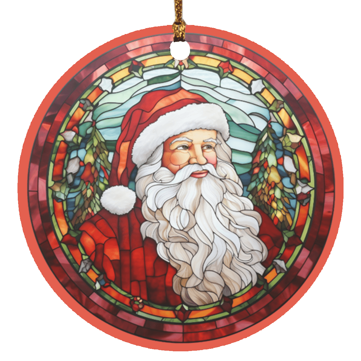 Santa Claus Stained Glass Design Ornament