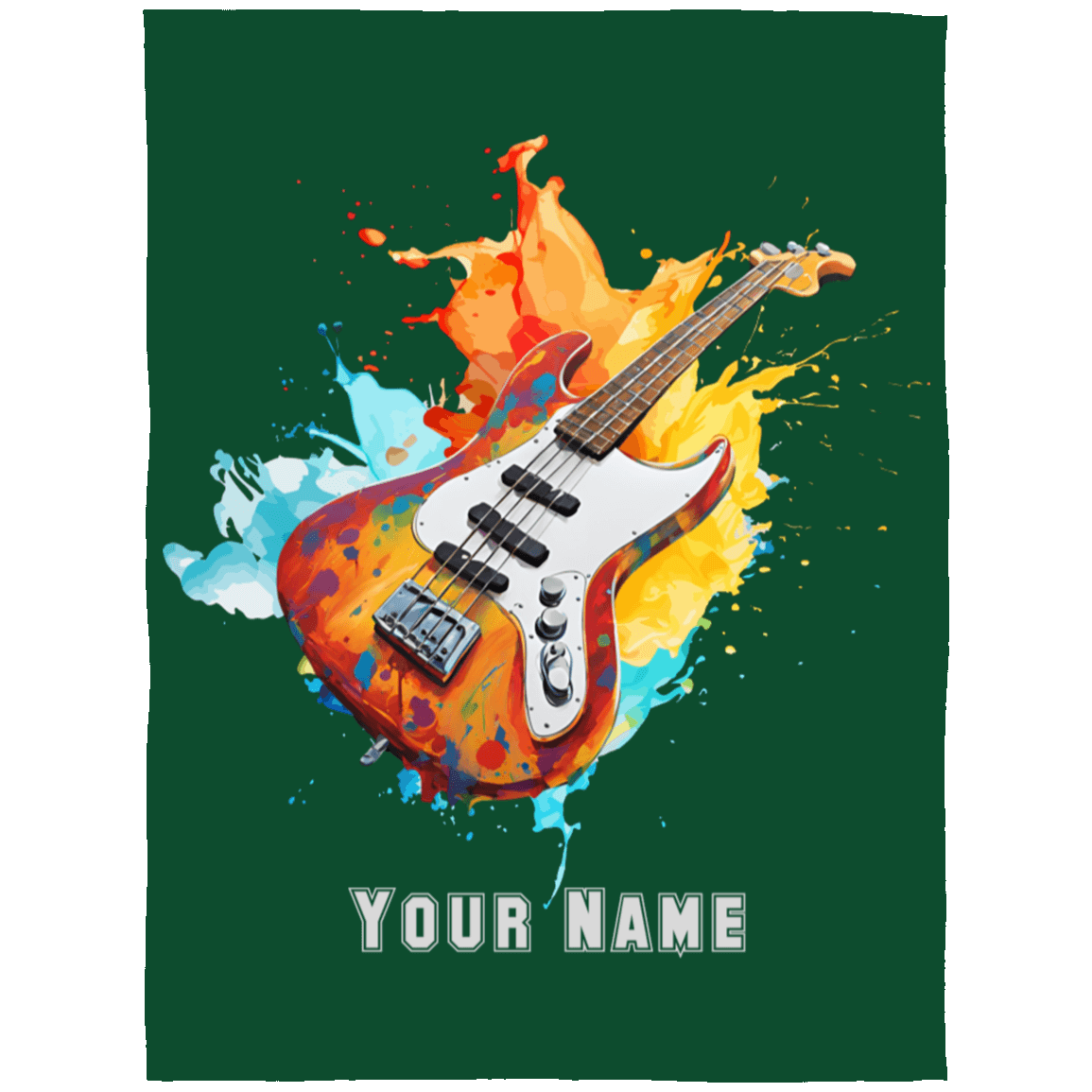 Personalized Bass Guitar Blanket