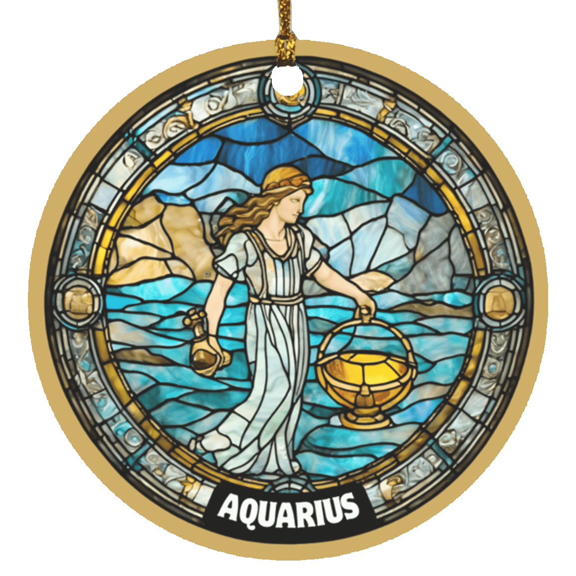 Zodiac Sign Stained Glass Design Ornament