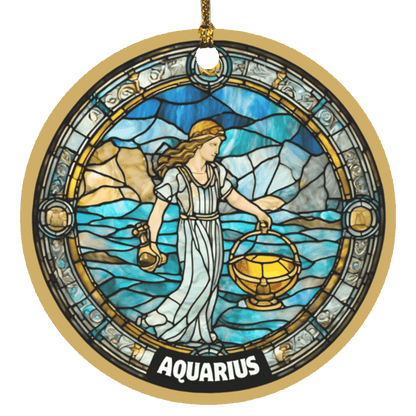 Zodiac Sign Stained Glass Design Ornament