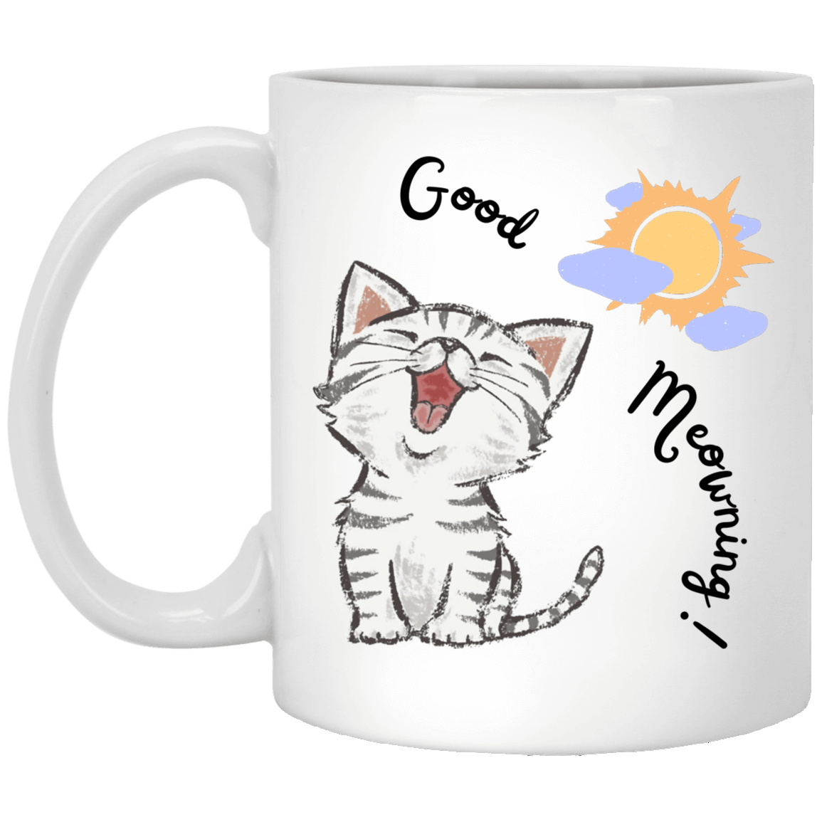 Good Meowning Cup | 11 oz. White Mug | 15 oz. White Mug |