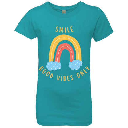 Rainbow Message Shirt Smile Good Vibes Only Love Wins Dream Big | Girls' Princess T-Shirt |