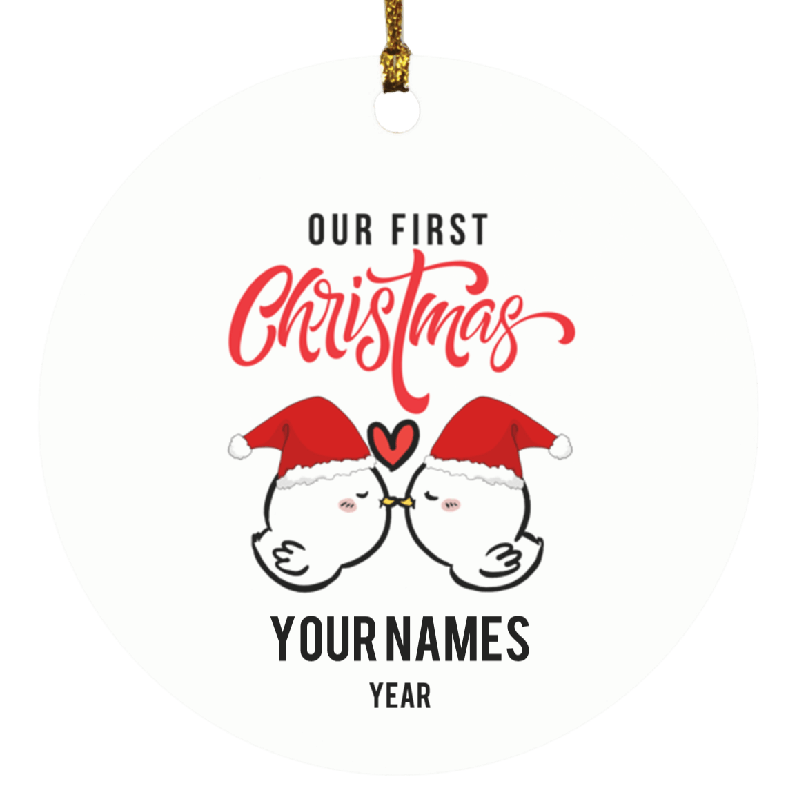 Personalized Couple First Christmas Love Birds Ornament