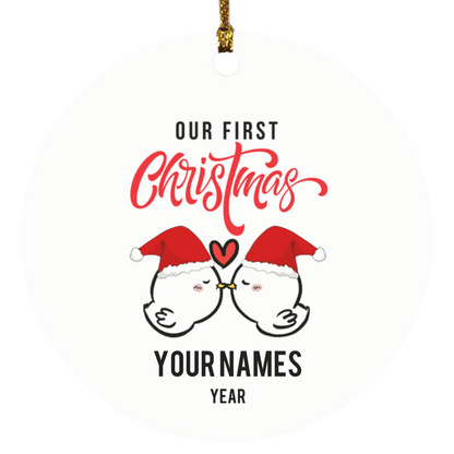 Personalized Couple First Christmas Love Birds Ornament