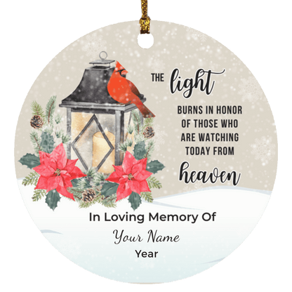 Personalized Light and Cardinal Memorial Gift Ornament