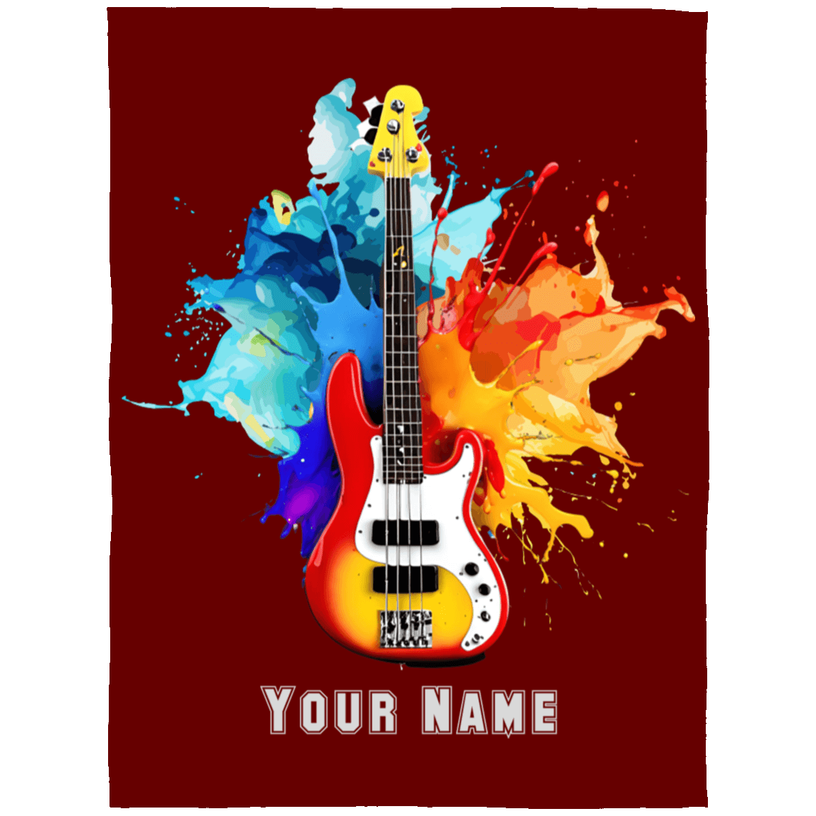 Personalized Bass Guitar Blanket