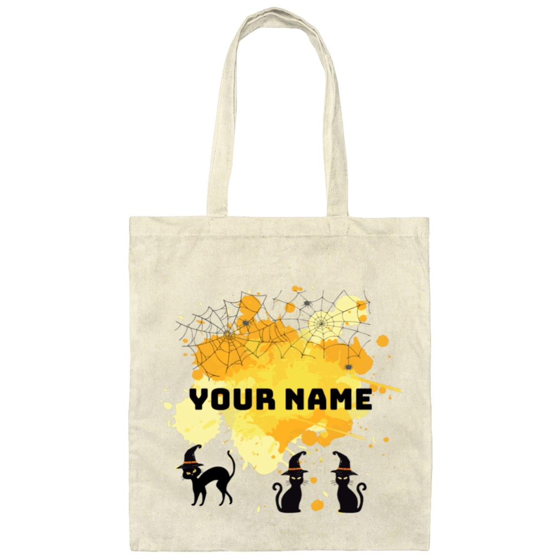 Personalized Halloween Tote Bag | Pumpkin, Witch, Black Cat, Castle