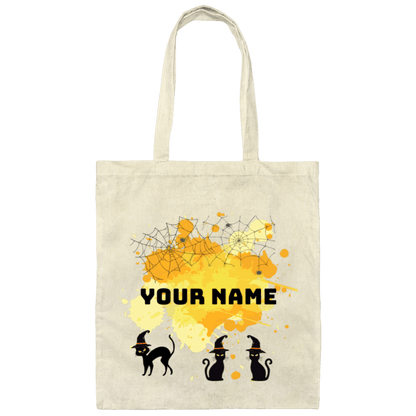 Personalized Halloween Tote Bag | Pumpkin, Witch, Black Cat, Castle