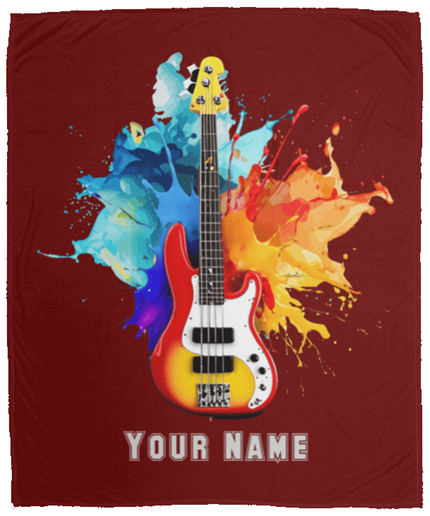 Personalized Bass Guitar Blanket