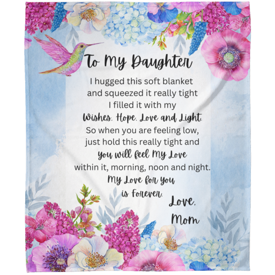 To My Daughter Bird and Flower Design Fleece Blanket |