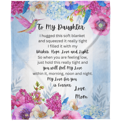 To My Daughter Bird and Flower Design Fleece Blanket |