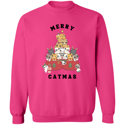 Merry Catmas Crewneck Pullover Sweatshirt | Ugly Christmas Sweater | Men, Pullover, Sweatshirts