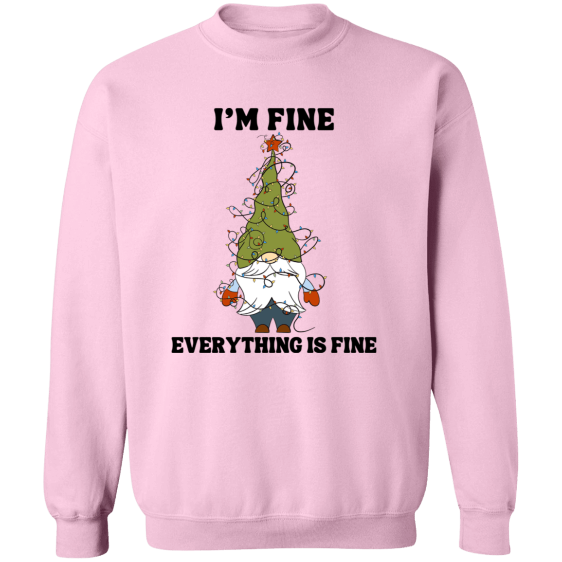 I'm Fine Everything Is Fine Crewneck Pullover Sweatshirt | Ugly Christmas Sweater | Men, Pullover, Sweatshirts