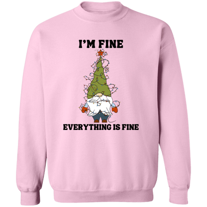 I'm Fine Everything Is Fine Crewneck Pullover Sweatshirt | Ugly Christmas Sweater | Men, Pullover, Sweatshirts