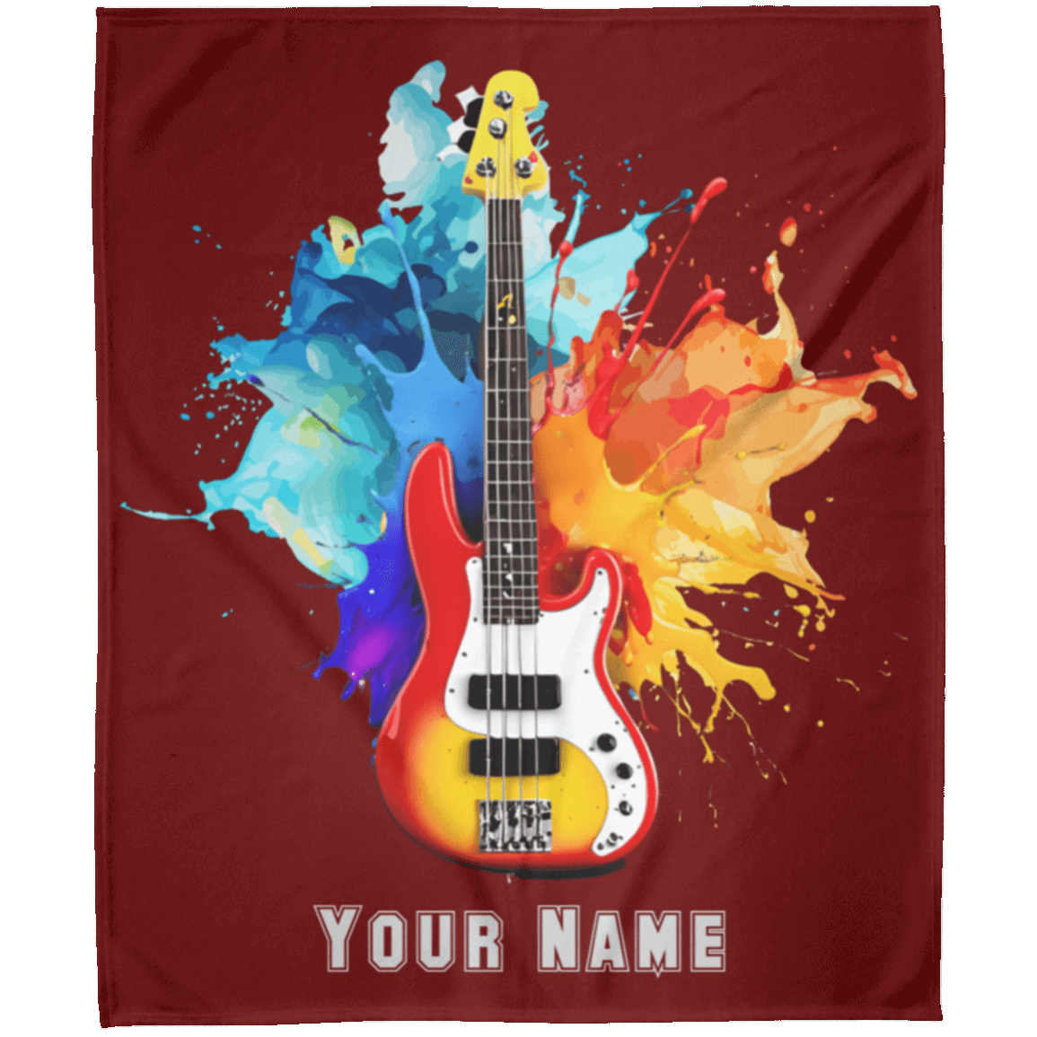 Personalized Bass Guitar Blanket