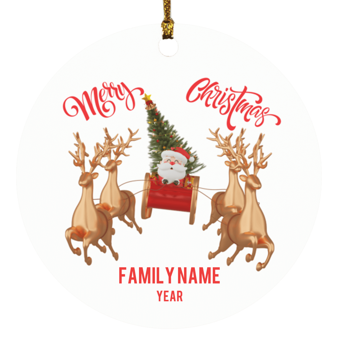 Personalized Santa Sleigh Family Ornament