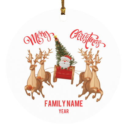 Personalized Santa Sleigh Family Ornament