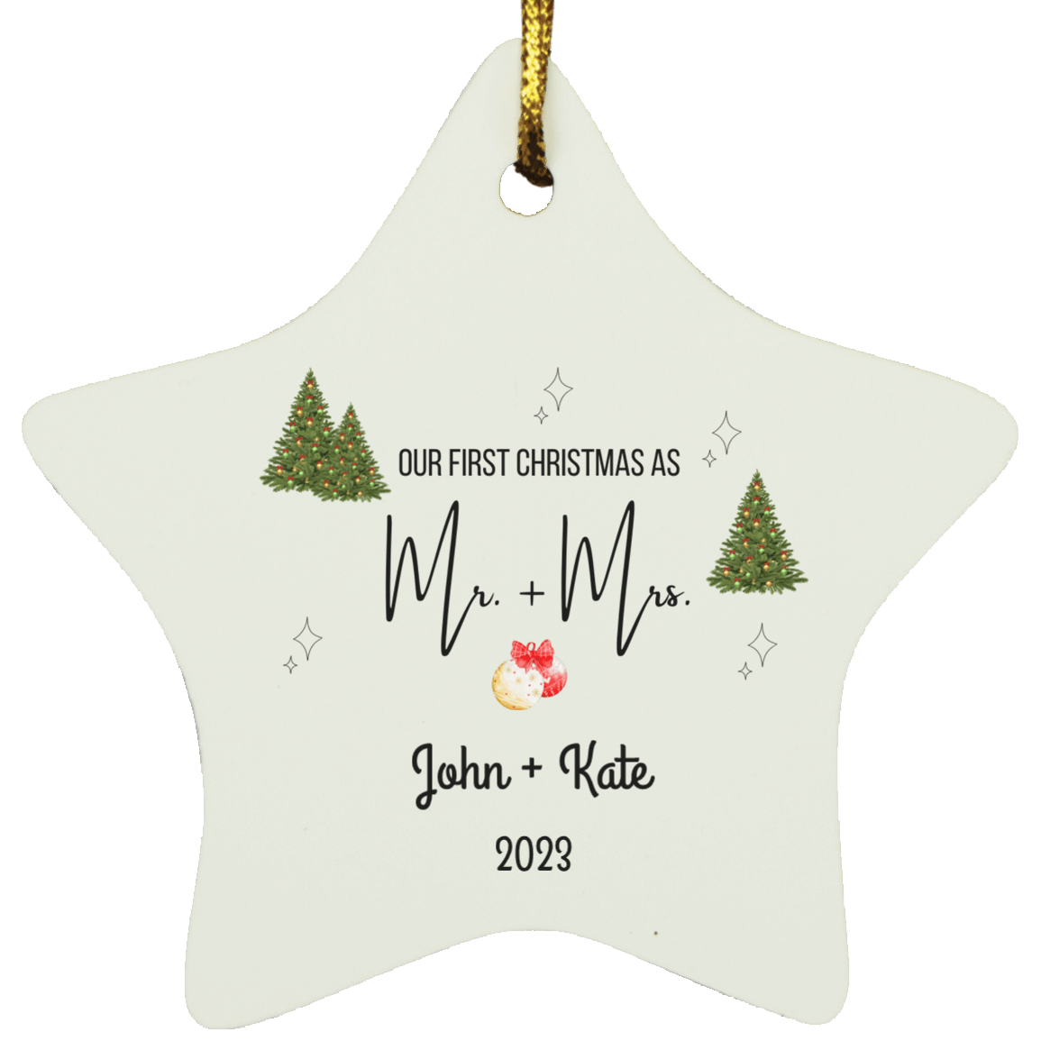 Personalized Our First Christmas As Mr & Mrs Ornament |