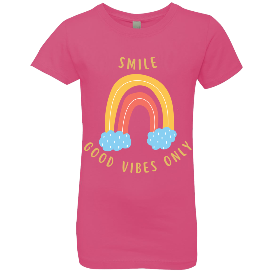 Rainbow Message Shirt Smile Good Vibes Only Love Wins Dream Big | Girls' Princess T-Shirt |