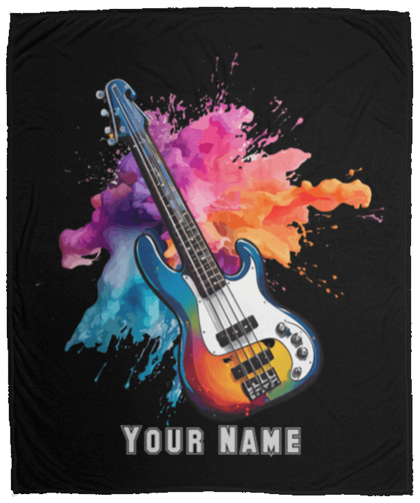 Personalized Bass Guitar Blanket