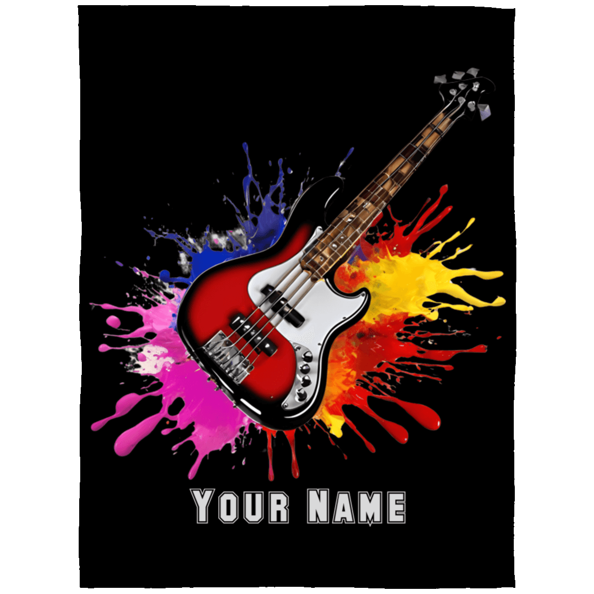 Personalized Bass Guitar Blanket