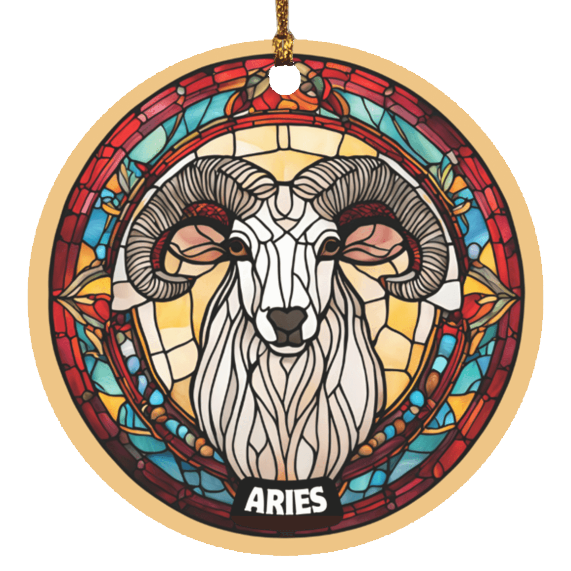 Zodiac Sign Stained Glass Design Ornament