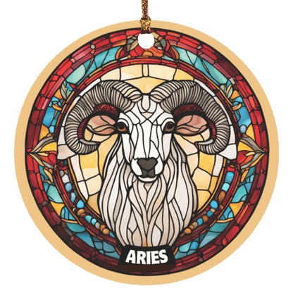 Zodiac Sign Stained Glass Design Ornament