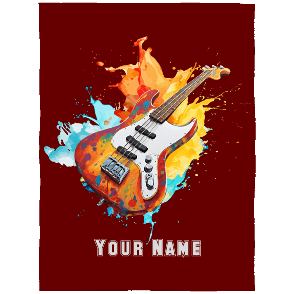 Personalized Bass Guitar Blanket