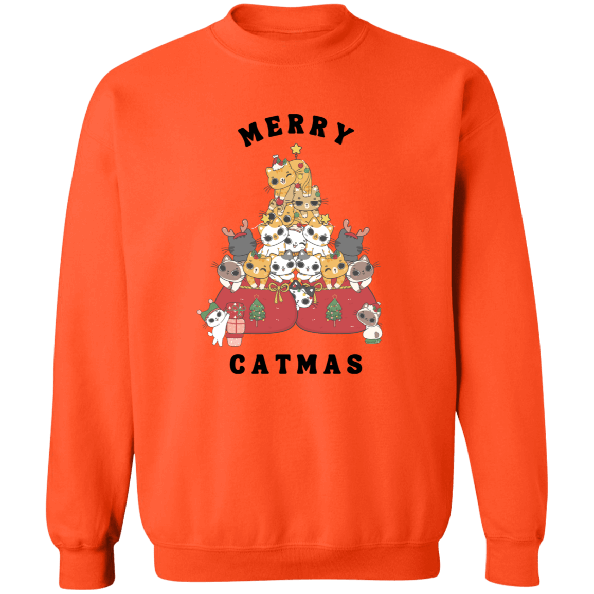 Merry Catmas Crewneck Pullover Sweatshirt | Ugly Christmas Sweater | Men, Pullover, Sweatshirts